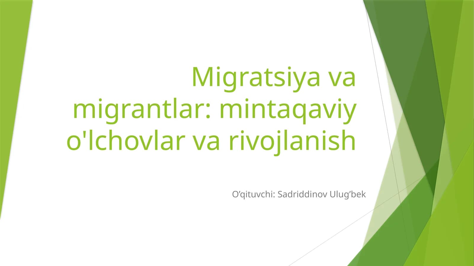 Migratsiya va migrantlar: mintaqaviy o'lchovlar va rivojlanish