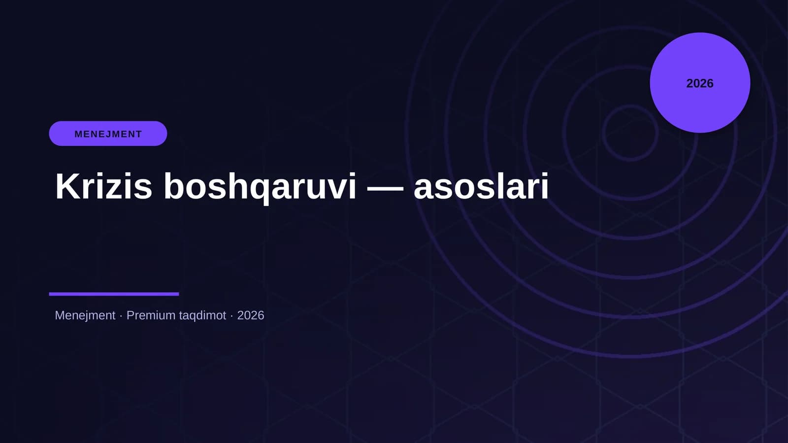 Krizis boshqaruvi — asoslari