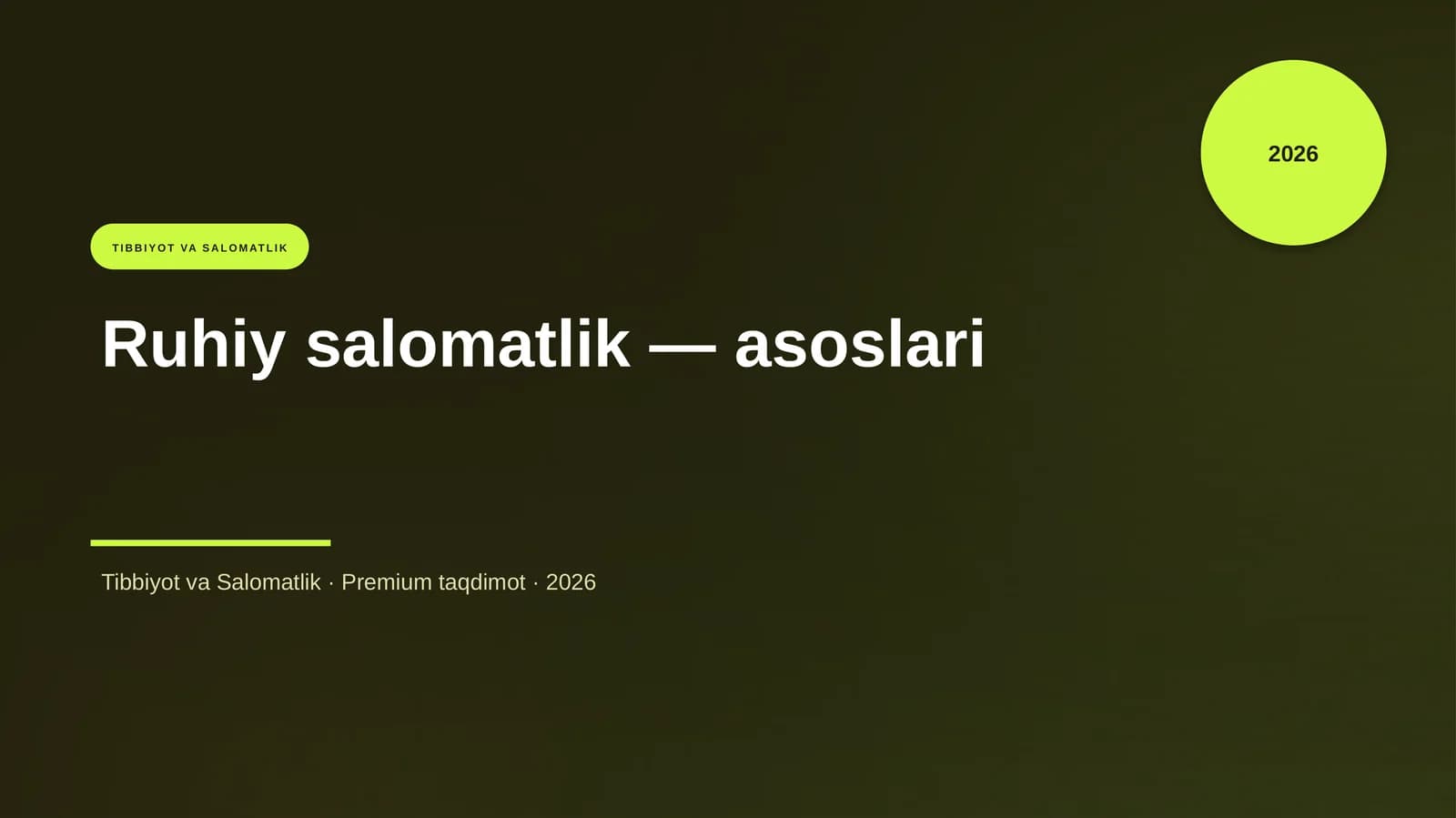 Ruhiy salomatlik — asoslari