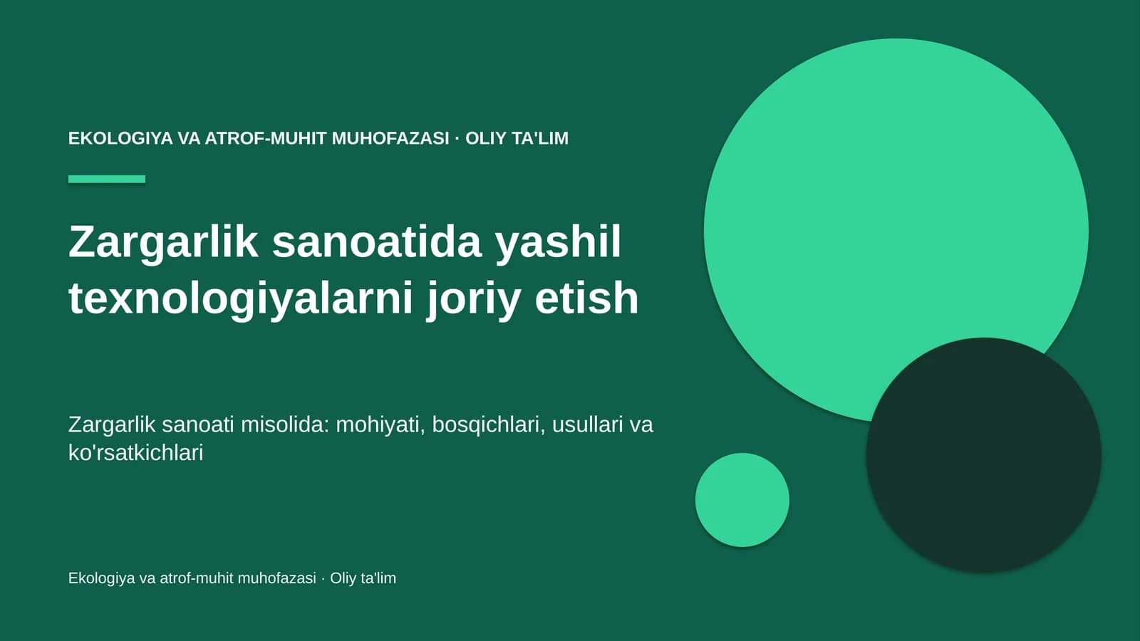 zargarlik sanoatida yashil texnologiyalarni joriy etish 1989