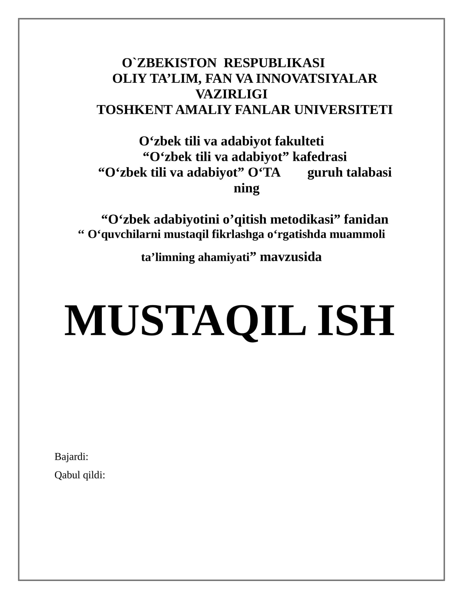 O‘quvchilarni mustaqil fikrlashga o‘rgatishda muammoli ta’limning ahamiyati