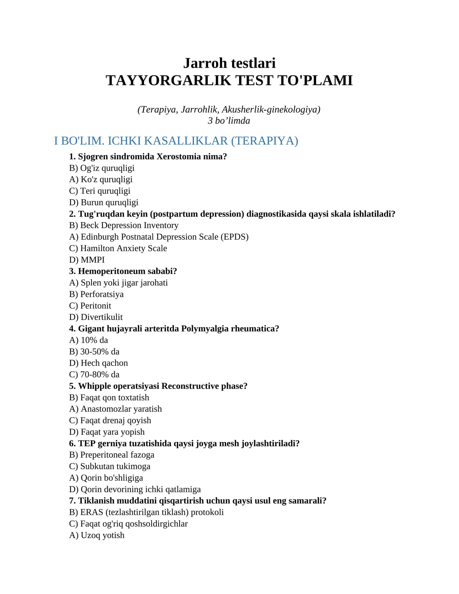 Jarroh testlari