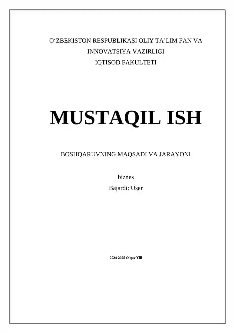 Boshqaruvning Maqsadi va Jarayoni