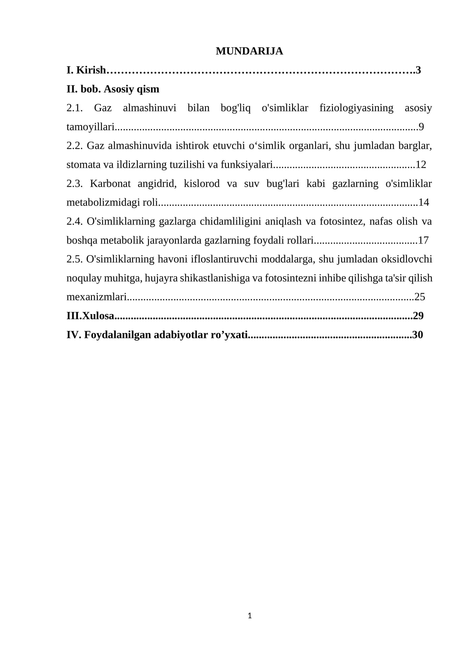 O’simliklarning gazlarga chidamliligi
