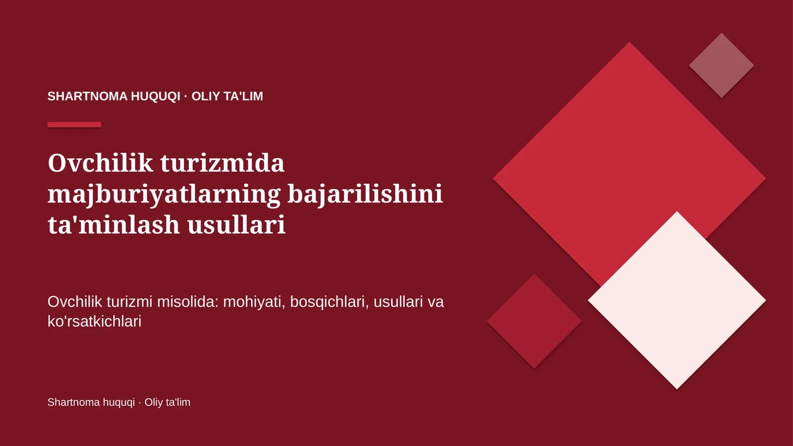ovchilik turizmida majburiyatlarning bajarilishini ta'minlash usullari 7171