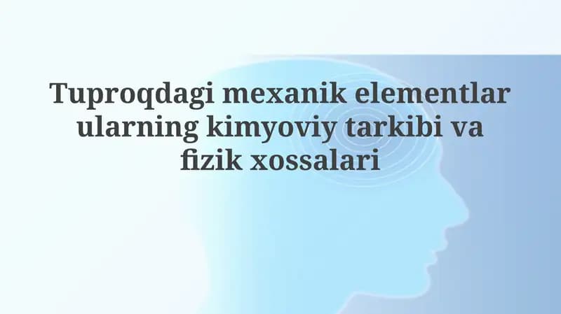 Tuproqdagi Mexanik Elementlar