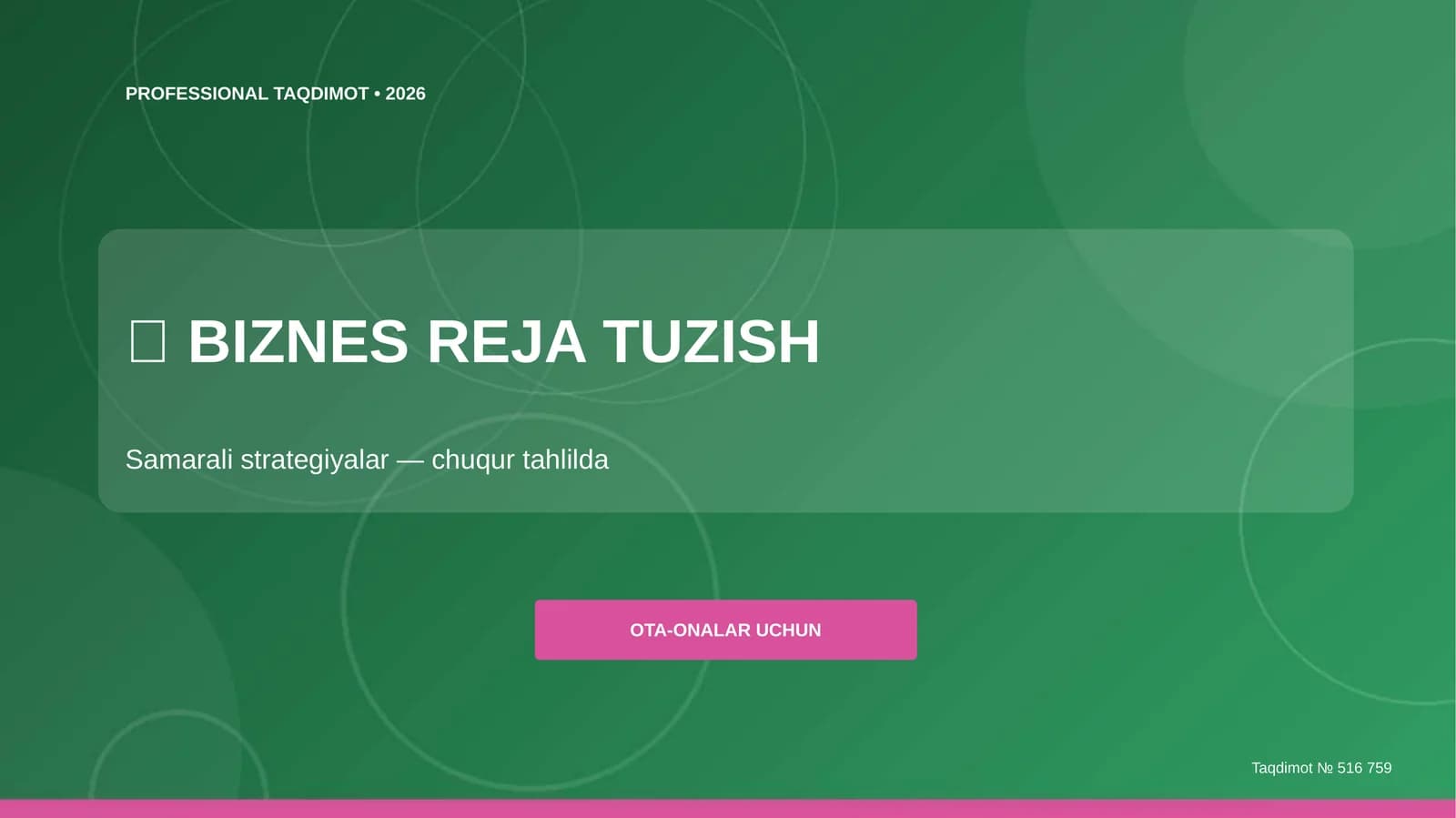 Biznes reja tuzish: samarali strategiyalar (chuqur tahlilda) [ota-onalar uchun]
