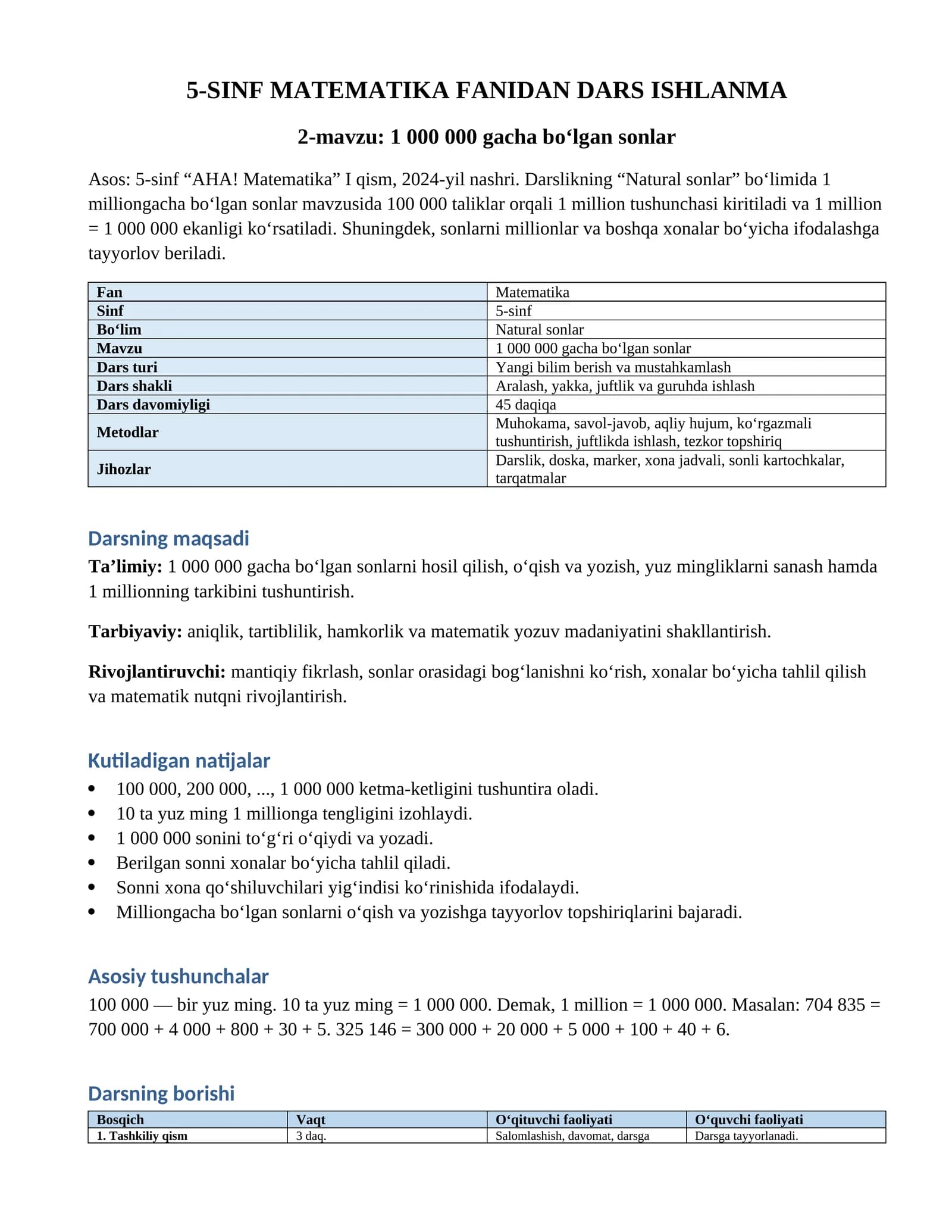5-SINF MATEMATIKA FANIDAN DARS ISHLANMA