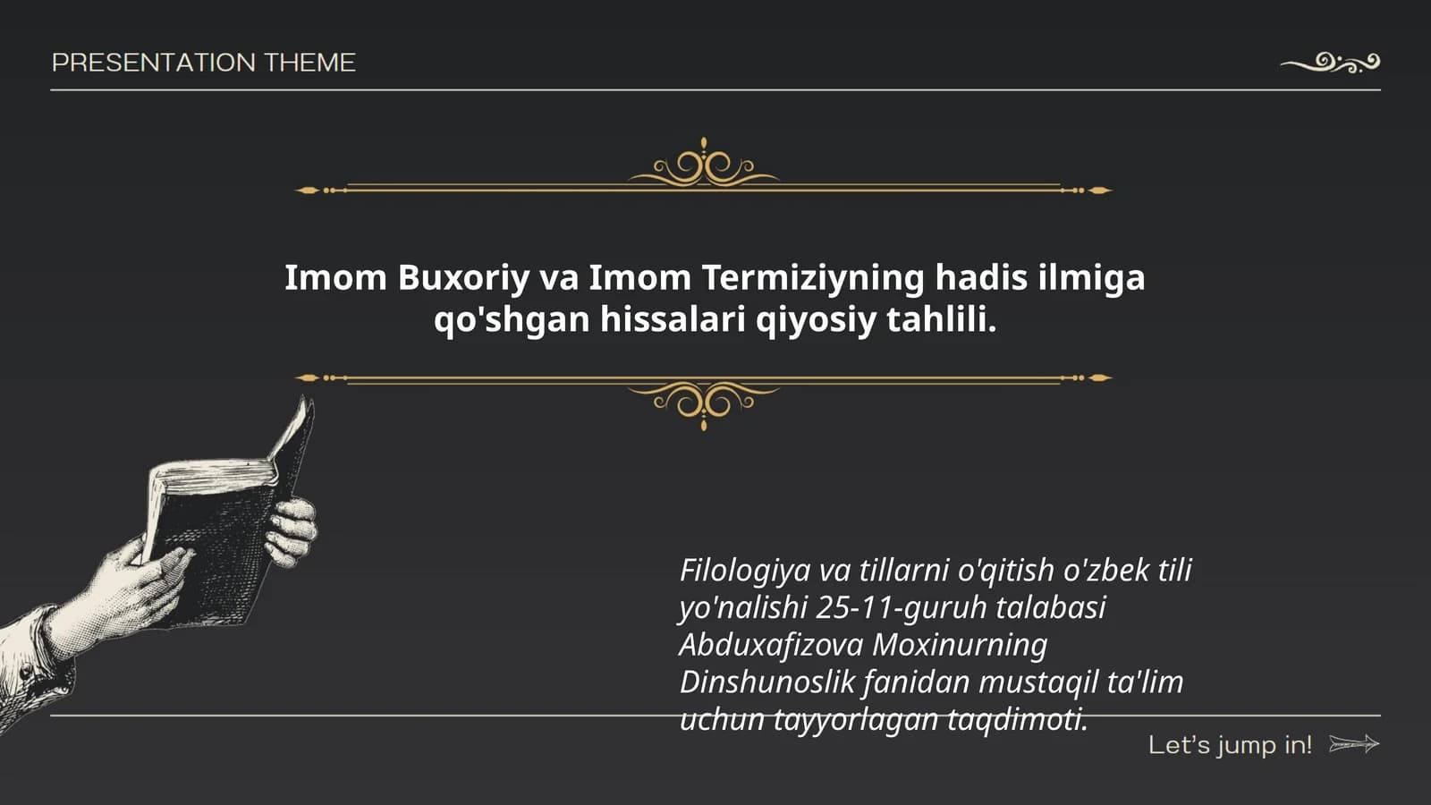 Dinshunoslik fanidan mustaqil ta'lim uchun tayyorlagan taqdimoti