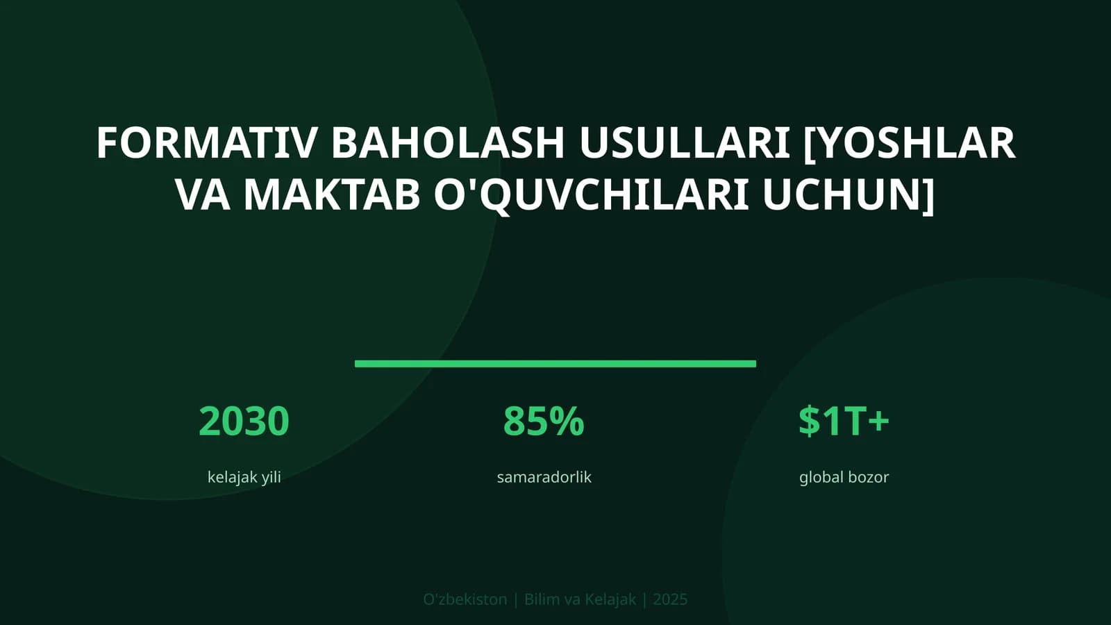 Formativ baholash usullari [yoshlar va maktab o'quvchilari uchun]