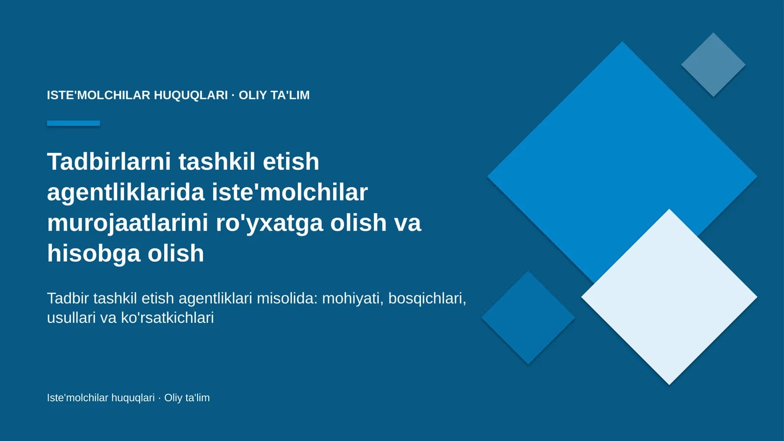 tadbirlarni tashkil etish agentliklarida iste'molchilar murojaatlarini ro'yxatga olish va hisobga olish 5273