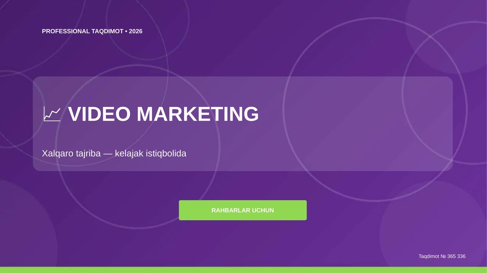 Video Marketing: Xalqaro Tajriba (Kelajak Istiqbolida) [Rahbarlar Uchun]
