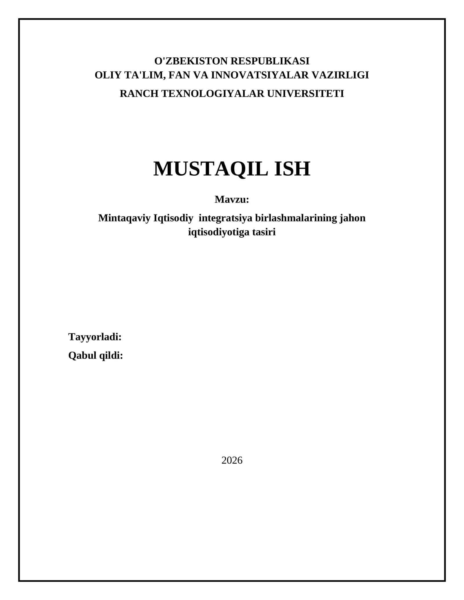 Mintaqaviy Iqtisodiy integratsiya birlashmalari