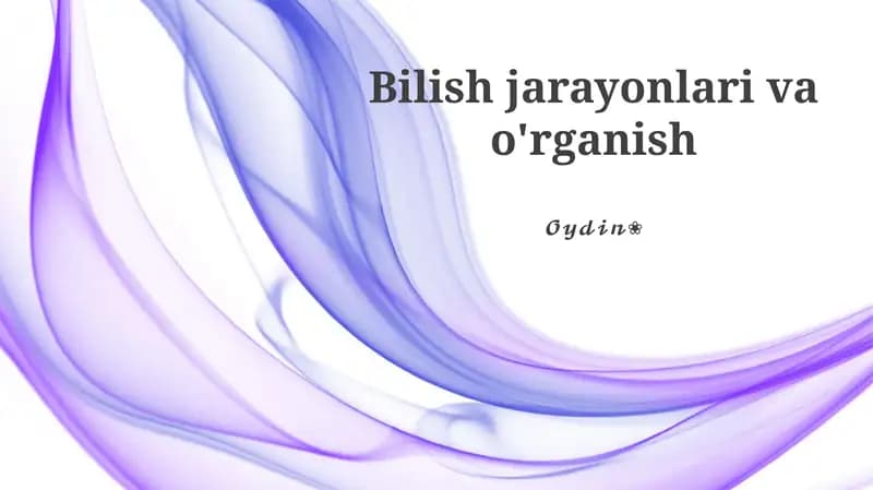 O'rganish jarayonlari va bilimni qo'llash
