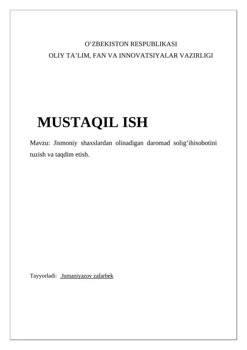 Daromad solig'i hisobotlari