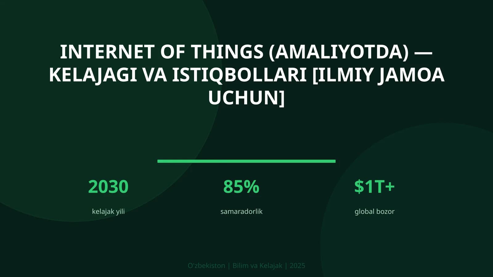 Internet of Things (amaliyotda) - kelajagi va istiqbollari [ilmiy jamoa uchun]