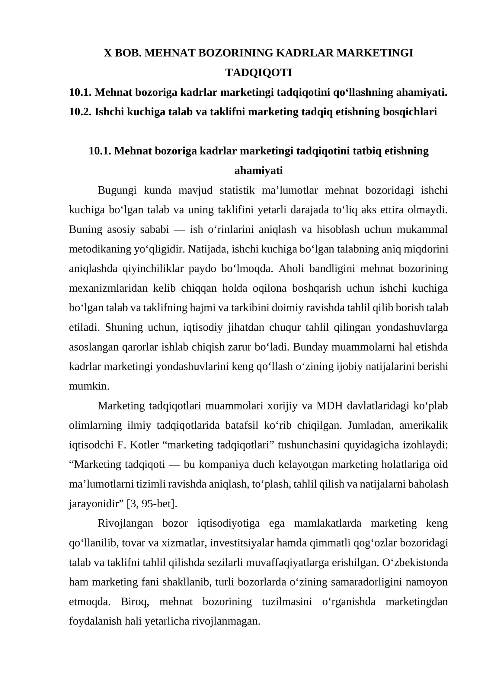 BOB. MEHNAT BOZORINING KADRLAR MARKETINGI TADQIQOTI