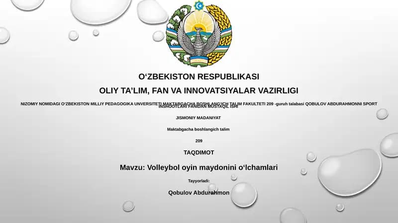 Volleybol oyin maydonini oʻlchamlari