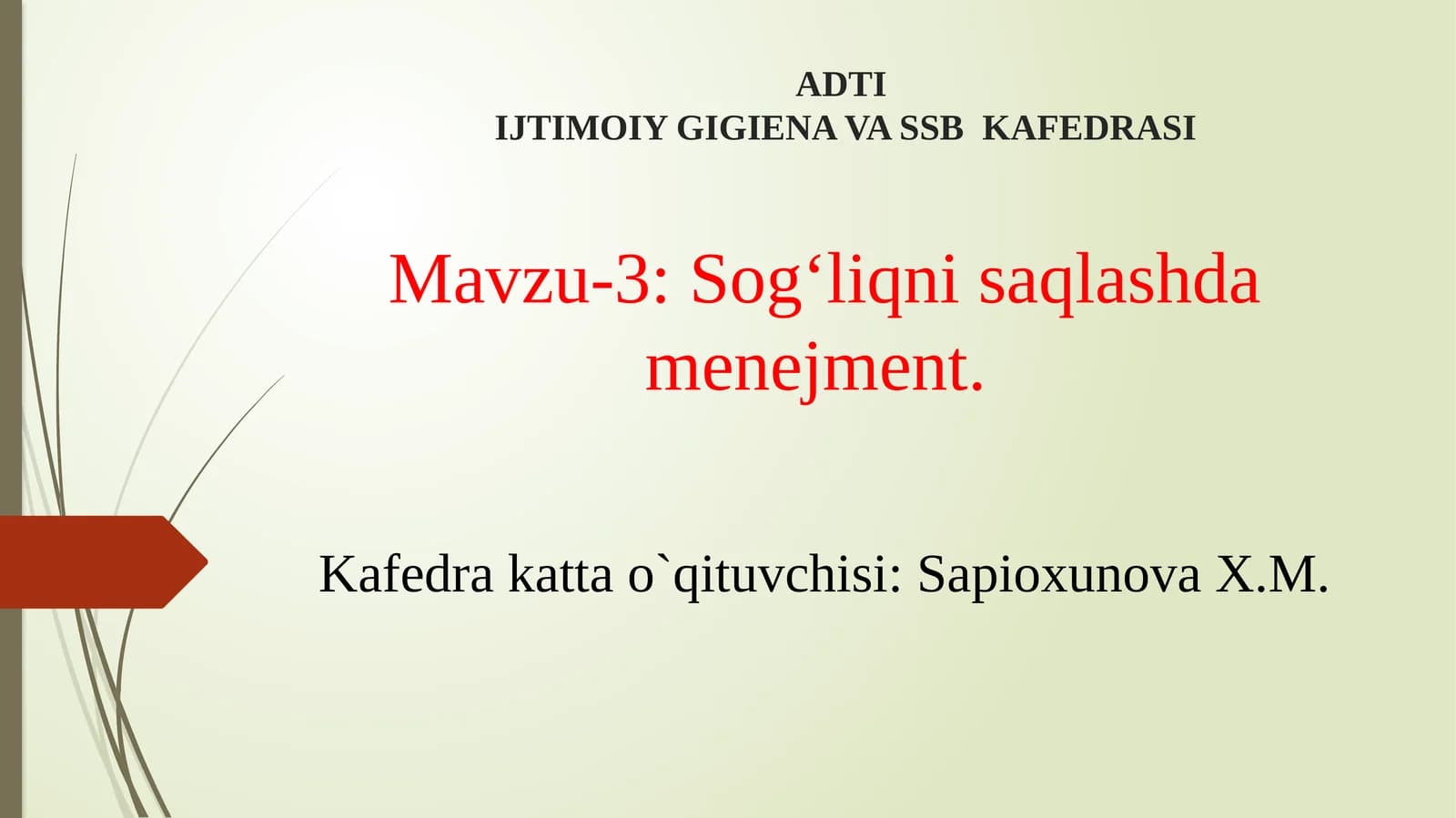Sog‘liqni saqlashda menedjment