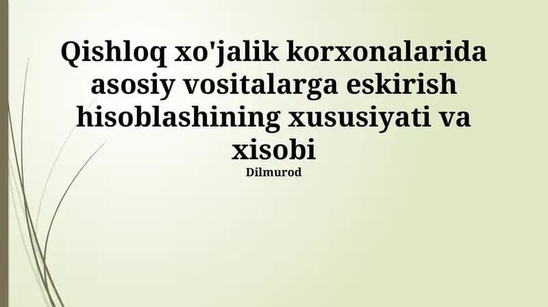 Asosiy vositalarni baholash usullari