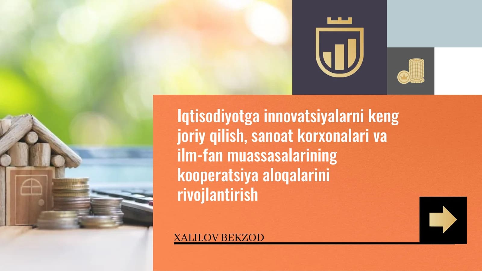 Iqtisodiyotga innovatsiyalarni keng joriy qilish, sanoat korxonalari va ilm-fan muassasalarining kooperatsiya aloqalarini rivojlantirish