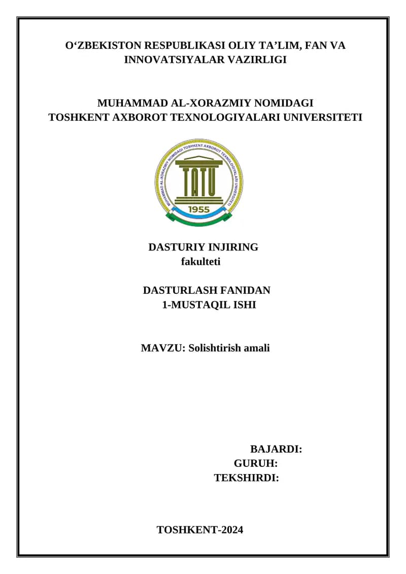 Solishtirish amali
