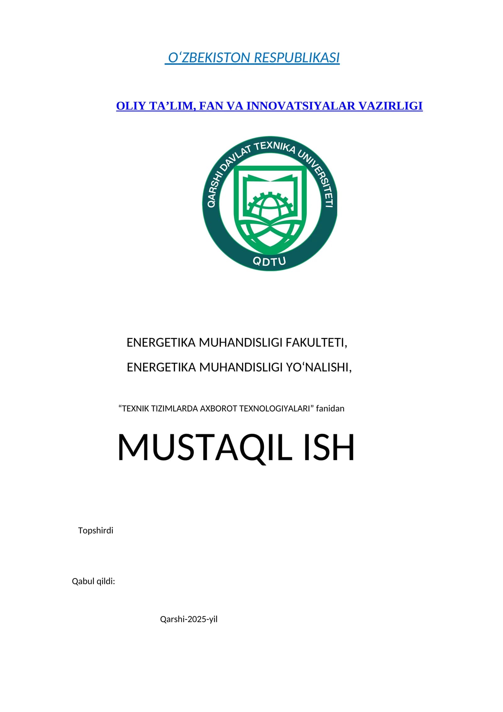 “ Oʻzbekistonda axborot kommunikatsiya sohasini rivojlantirishdagi asosiy yoʻnalishlari va amaldagi qonunlar, Oʻzbekiston respublikasi prezidenti farmonlari va Vazirlar mahkamasi qarorlari”