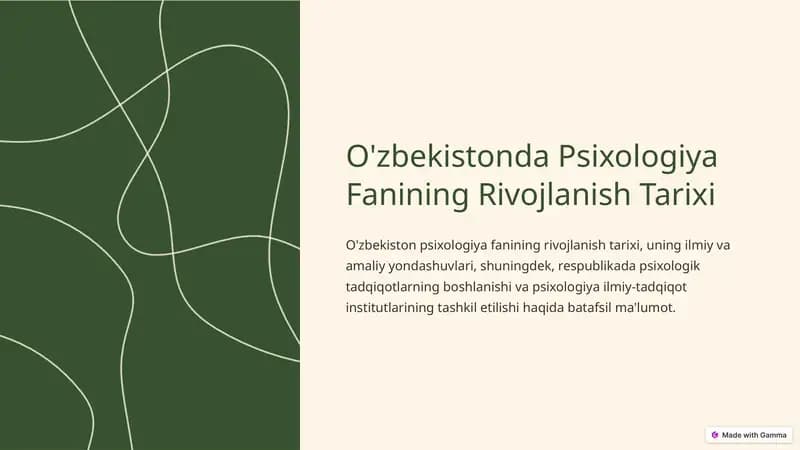 Psixologiya Fanining Rivojlanish Tarixi