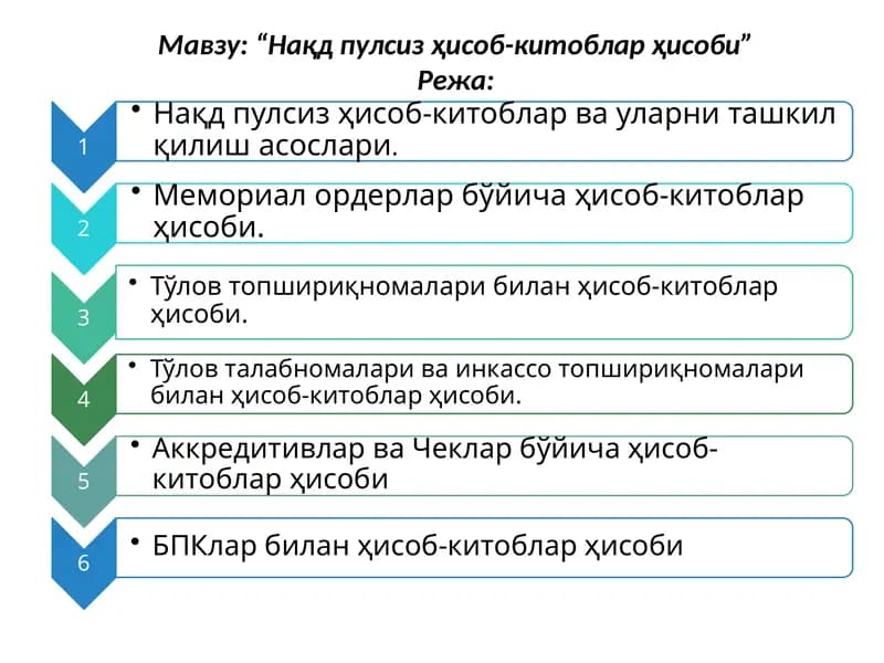 Нақдпулсизҳисоб-китобларҳисоби