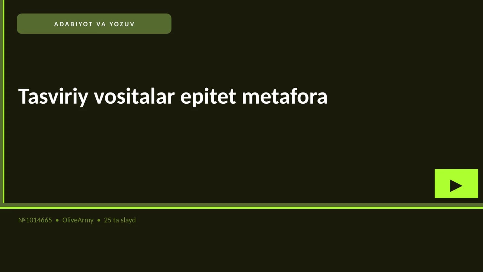 ADABIYOT VA YOZUV Tasviriy vositalar epitet metafora