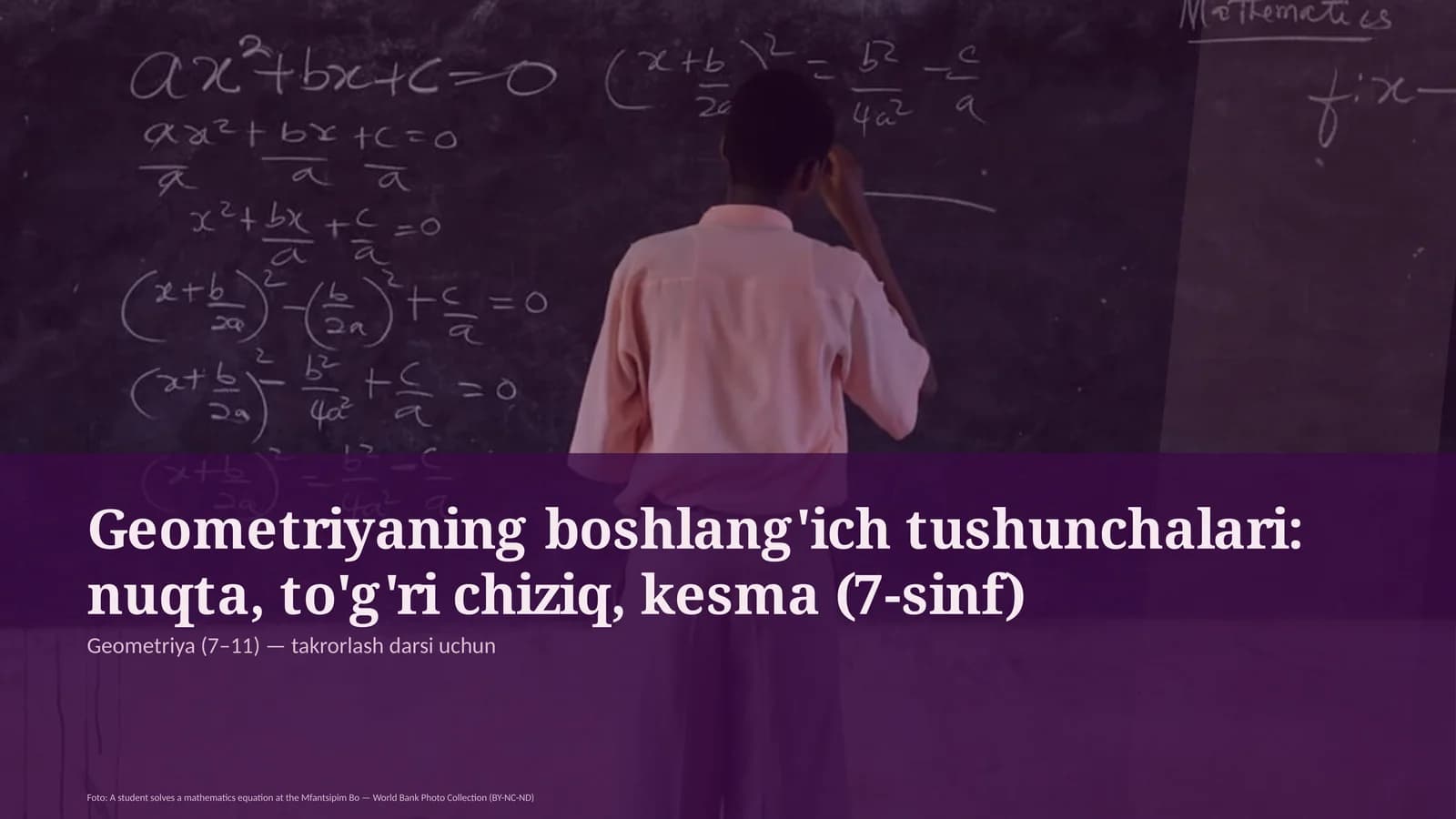 Geometriyaning boshlang'ich tushunchalari: nuqta, to'g'ri chiziq, kesma (7-sinf)