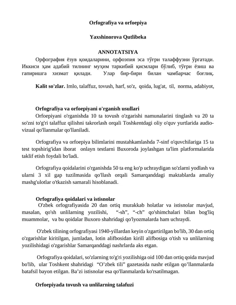 Orfografiya va orfoepiya