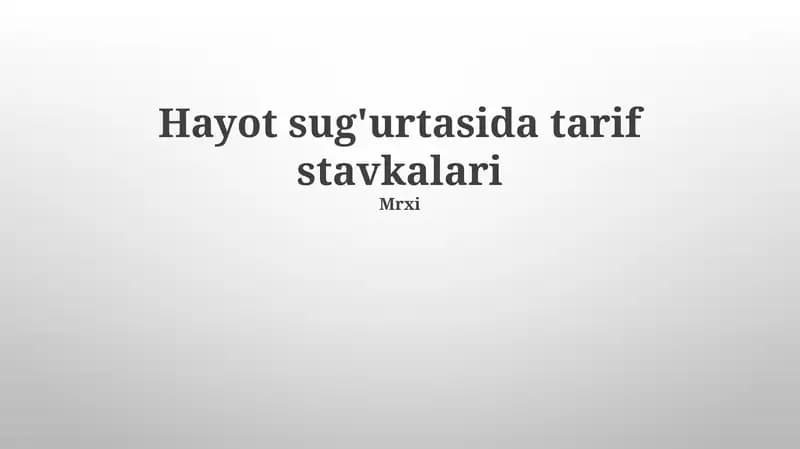 Hayot sug'urtasida tarif stavkalari