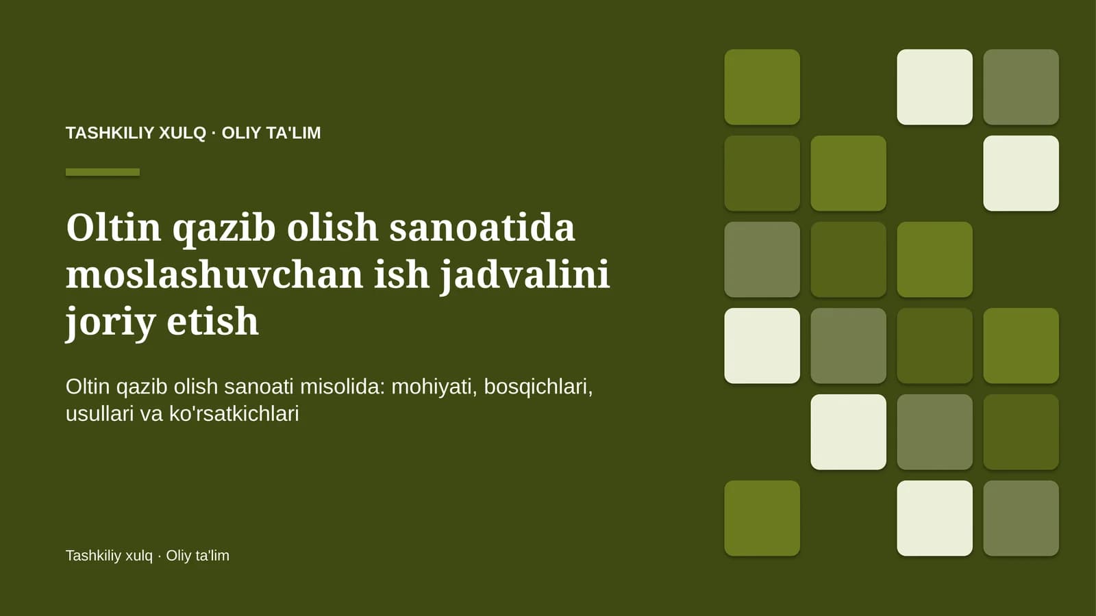 oltin qazib olish sanoatida moslashuvchan ish jadvalini joriy etish 4079