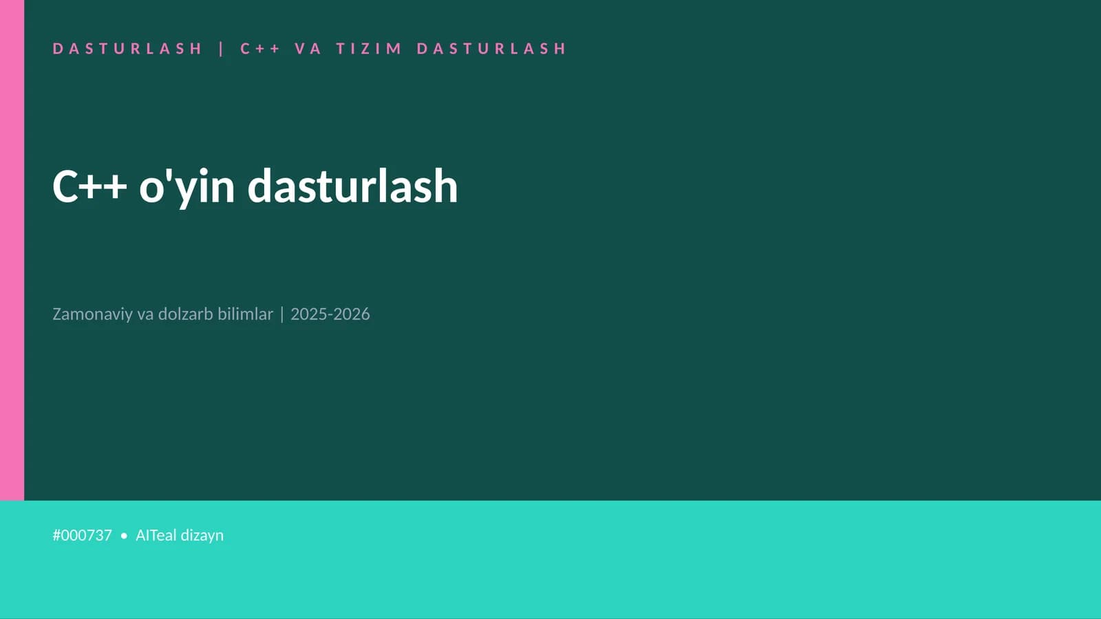 C++ o'yin dasturlash