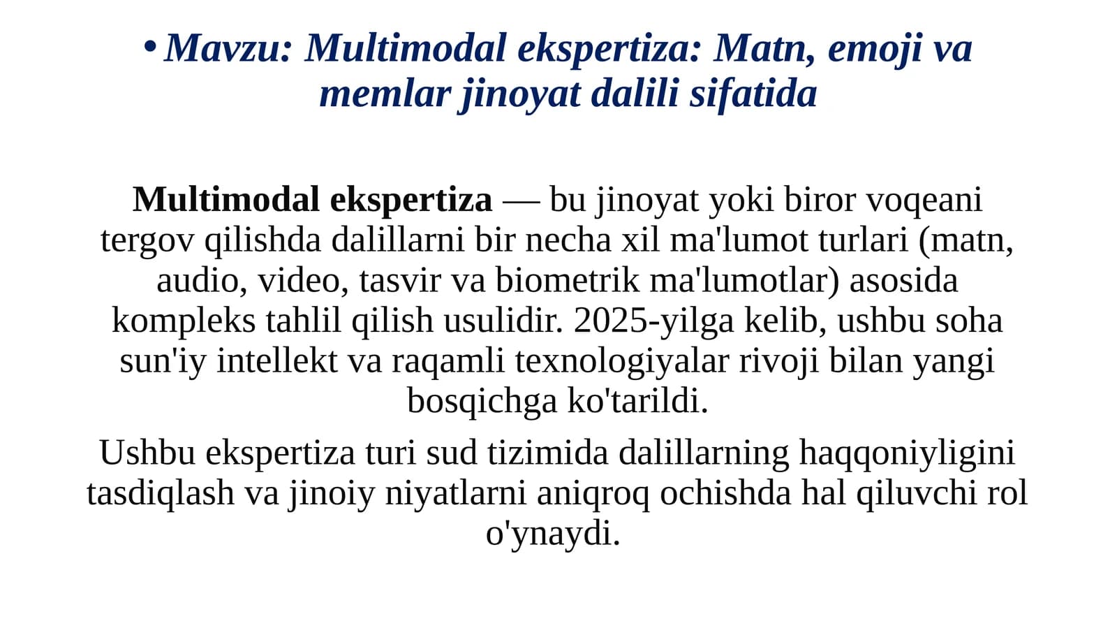 Multimodalekspertiza:Matn, emojivamemlarjinoyatdalilisifatida