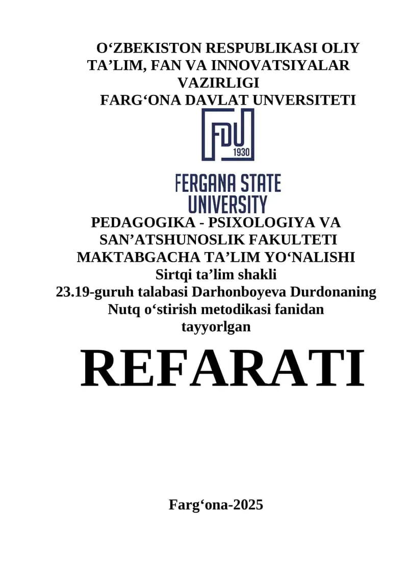 Nutq o‘stirish metodikasi