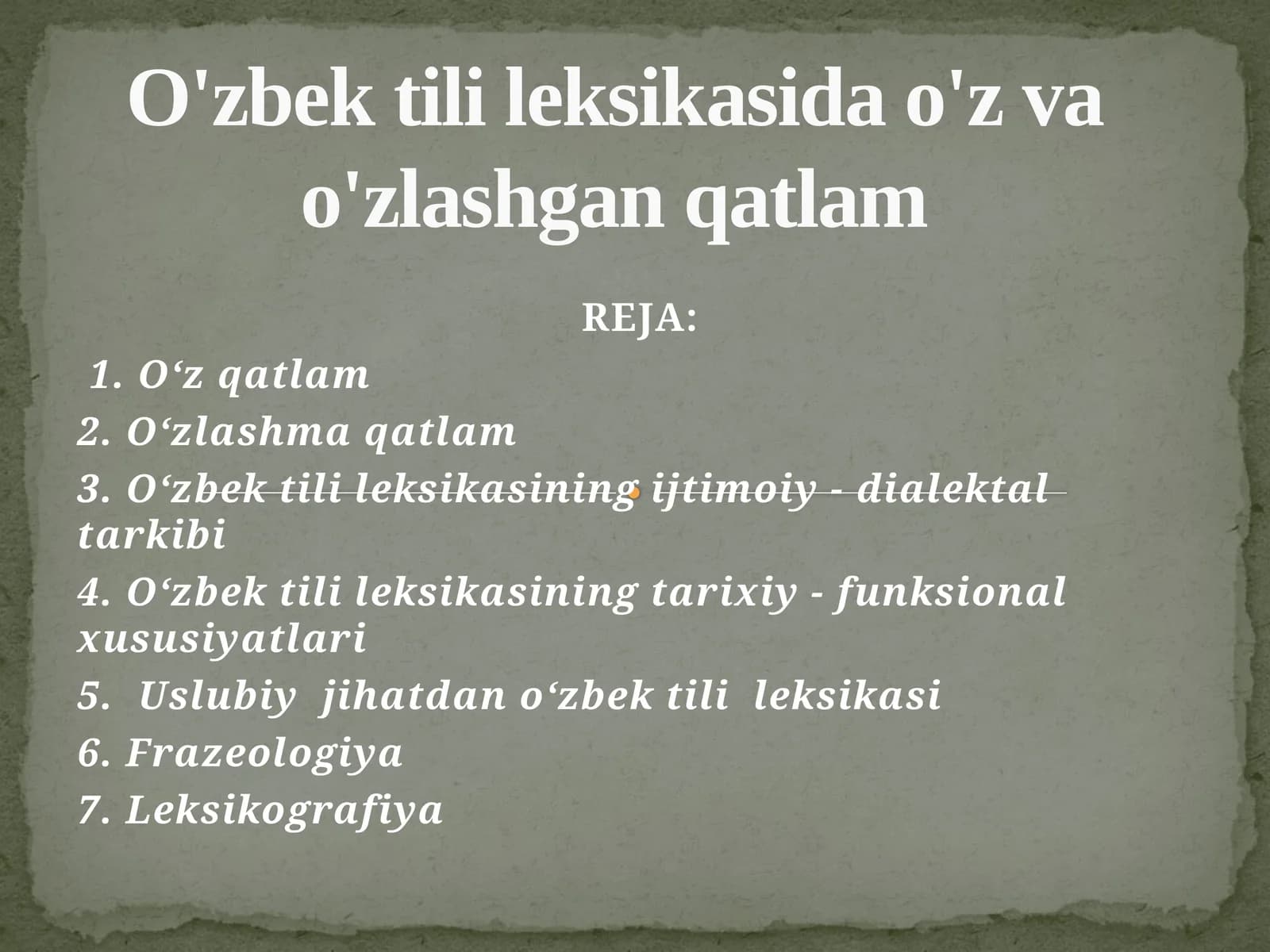 O‘zbektili leksikasi