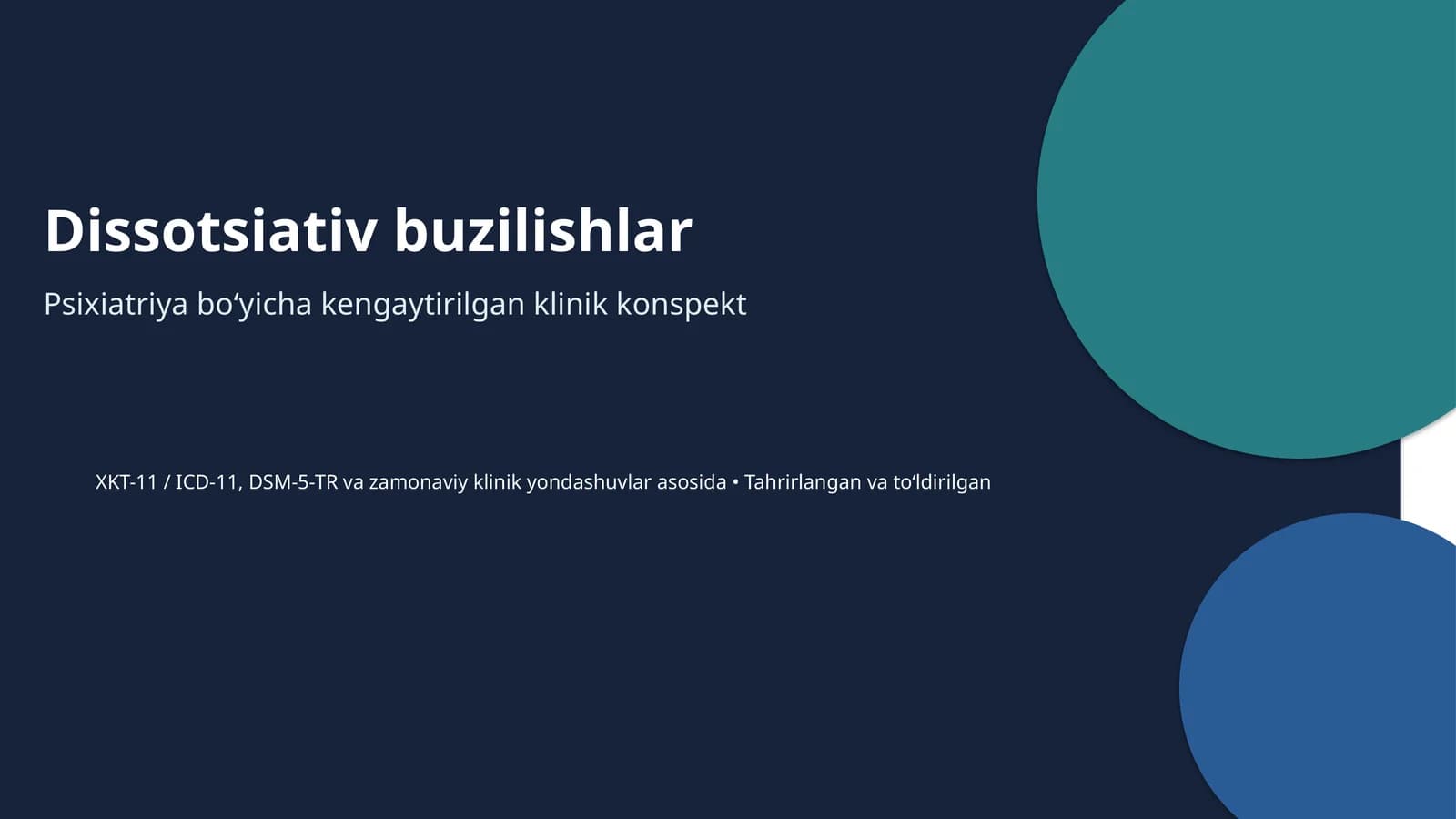 Dissotsiativ buzilishlar Psixiatriya konspekti