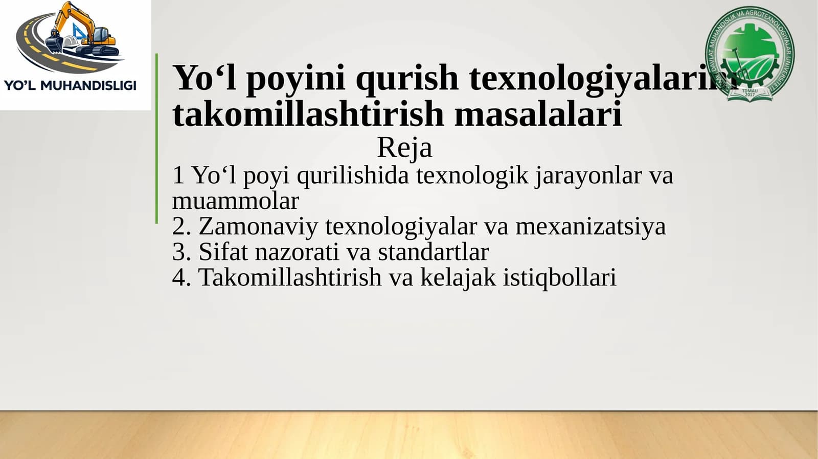 Yo‘l poyini qurishtexnologiyalarini takomillashtirish masalalari