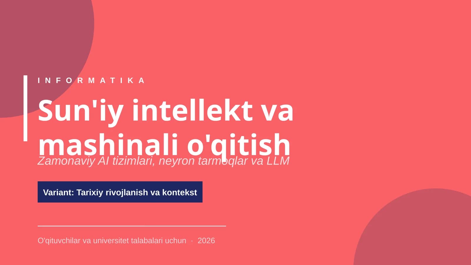 Sun'iy intellekt va mashinali o'qitish