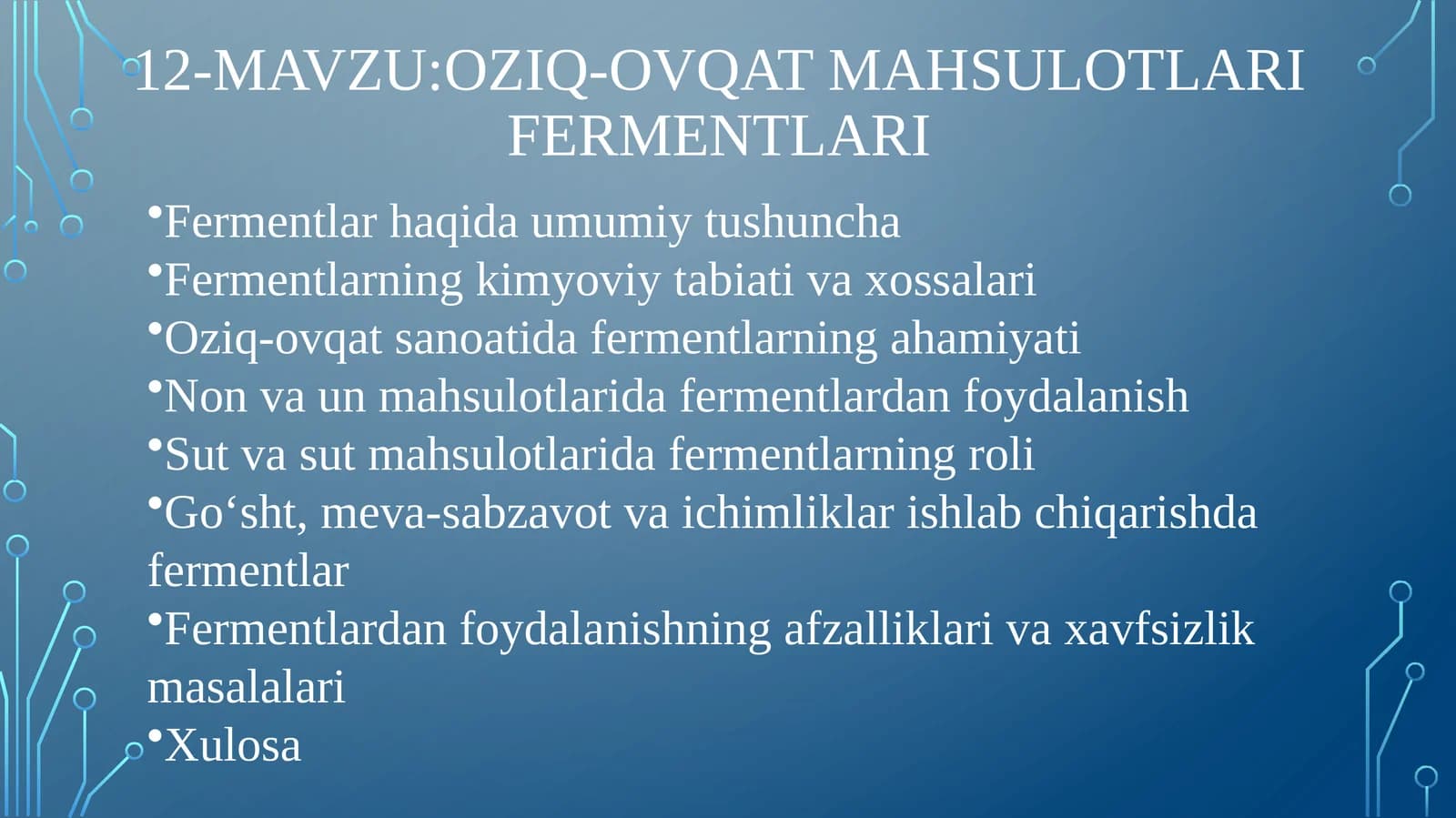 Oziq-ovqat Mahsulotlari Fermentlari