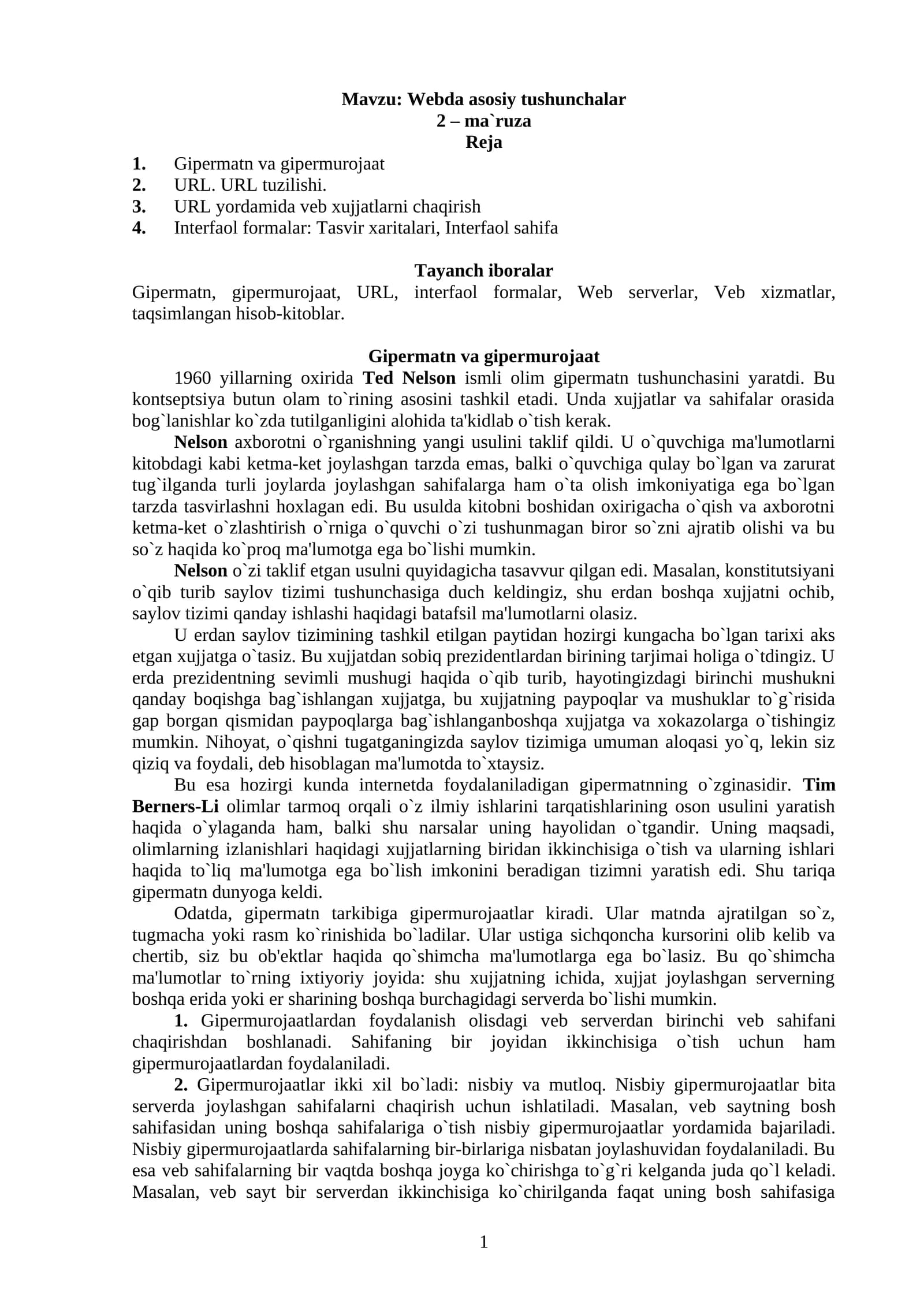 Webda asosiy tushunchalar