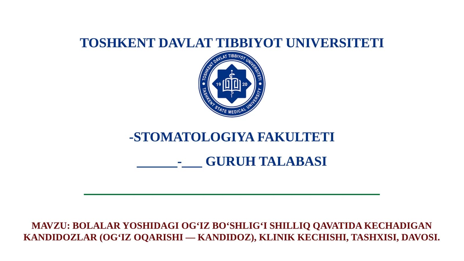 OG‘IZ BO‘SHLIG‘I SHILLIQ QAVATIDA KECHADIGAN KANDIDOZLAR