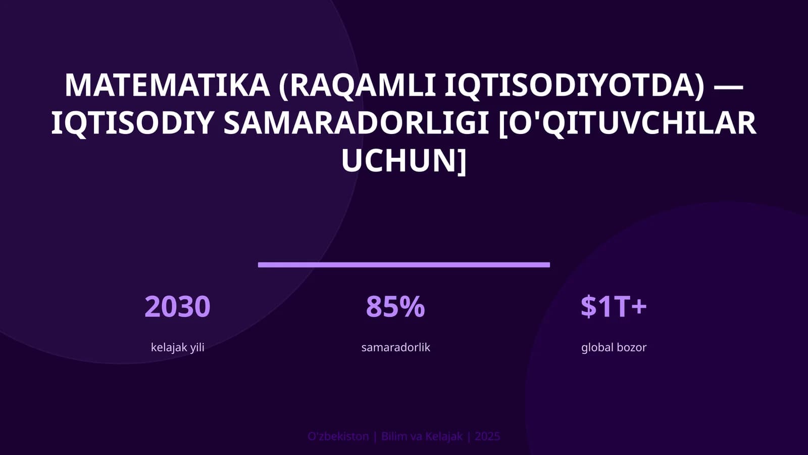 Matematika (raqamli iqtisodiyotda) — iqtisodiy samaradorligi [o'qituvchilar uchun]