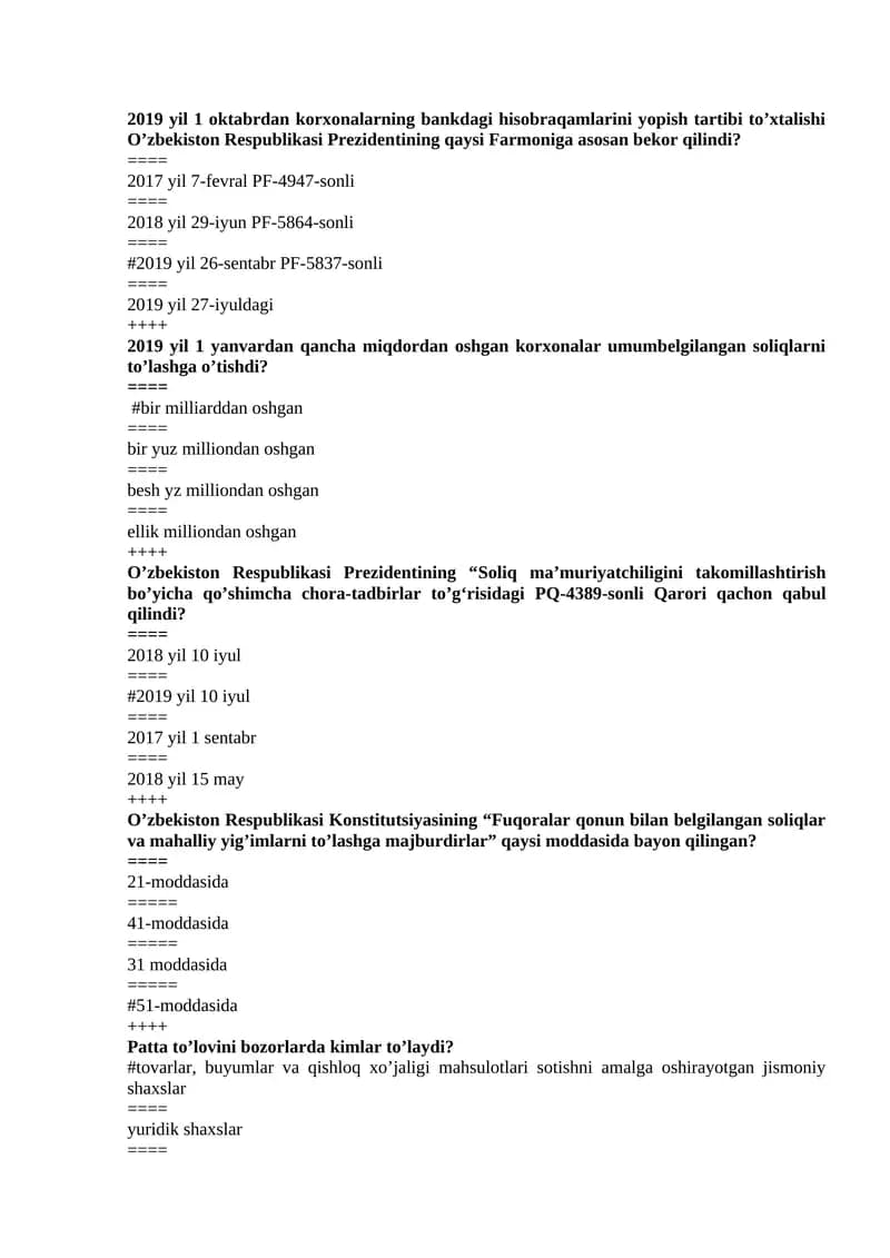Pattа to’lоvini bоzоrlаrdа kimlar to’laydi?