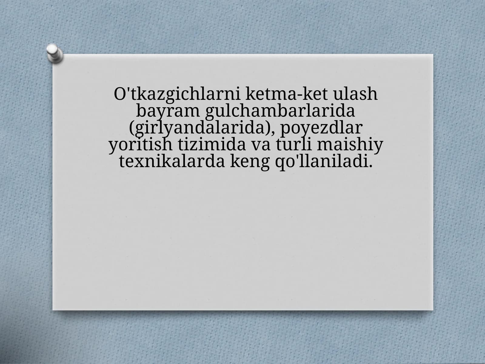 Fizika - O'tkazgichlarni ketma-ket va parallel ulash (8-sinf)