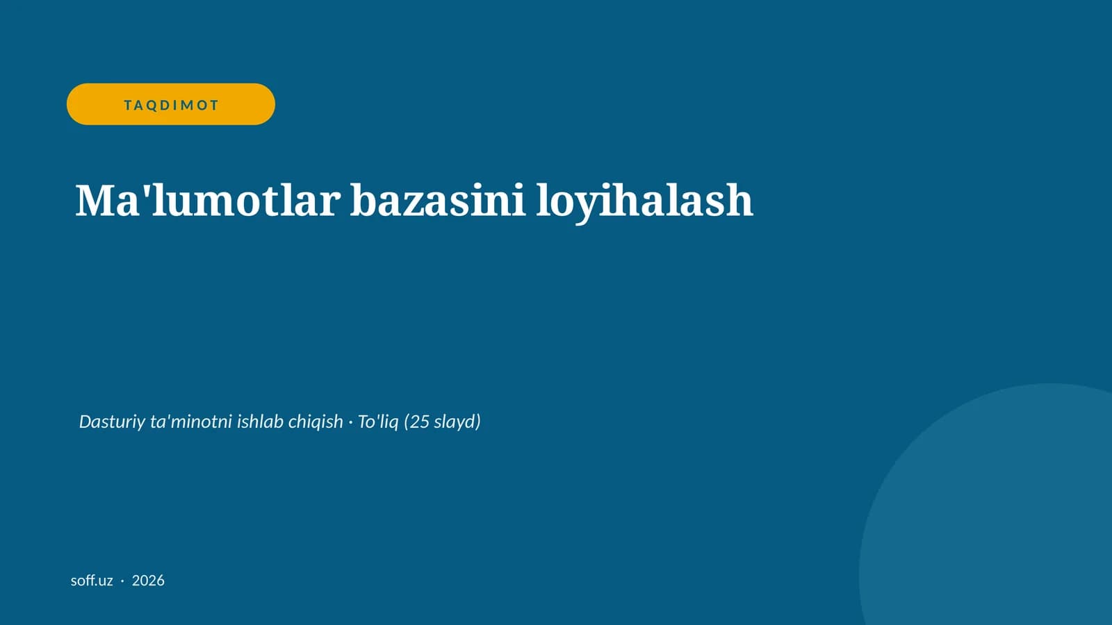 Ma'lumotlar bazasini loyihalash