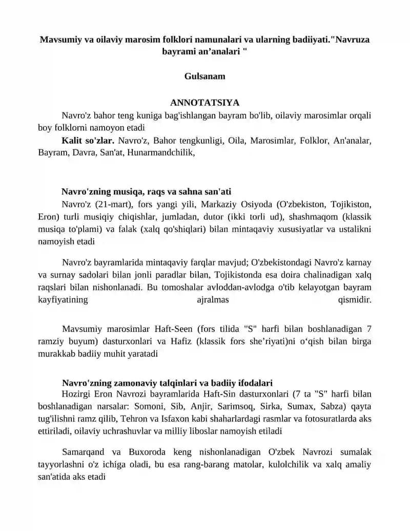 Navruza bayrami anʼanalari