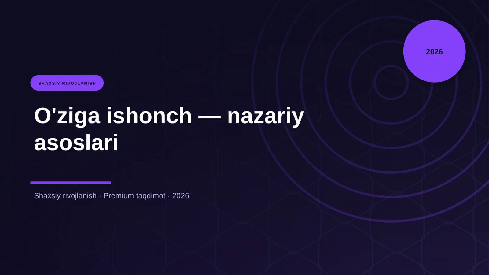 O'ziga ishonch — nazariy asoslari